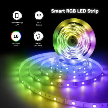HALOX  Wi-Fi Multicolor Smart LED Strip Kit | 5 Meters | 60 LED per Meter | Music Sync Feature | No Hub Required | Works with Amazon Alexa, Google Home - Image 2